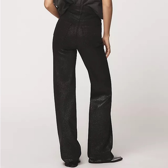 PAIGE Sasha Coated High Rise Black Flare & Wide Leg Jeans - Picture 2 of 16